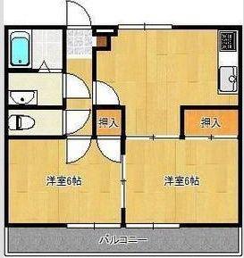 グランハウス岩瀬川A(2DK/1階)の間取り写真