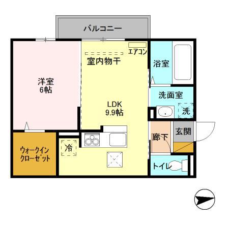 ALWAYSFRIENDLY学園南(1LDK/1階)の間取り写真