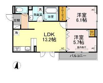 アンシャンテ(2LDK/3階)の間取り写真