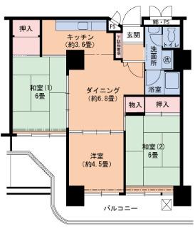 UR 武庫川19(3DK/13階)の間取り写真