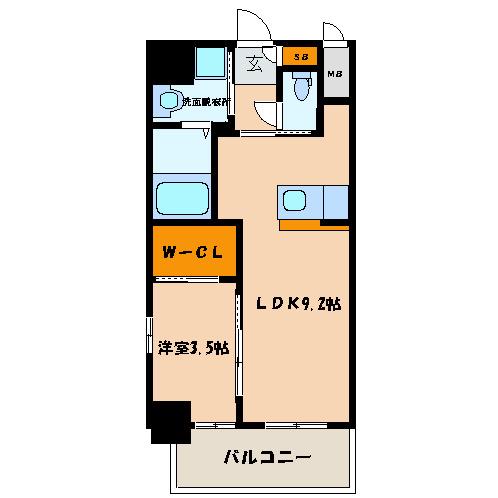 ソリエーヴォ県庁前(1LDK/4階)の間取り写真
