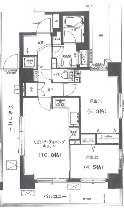 アンビシャスプラザ朝霞台(2LDK/10階)の間取り写真