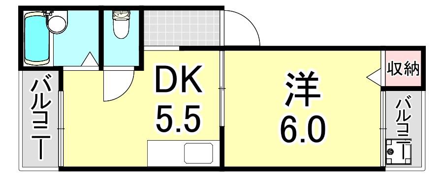 望月マンション(1DK/5階)の間取り写真