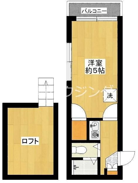パルデンス3(1K/2階)の間取り写真
