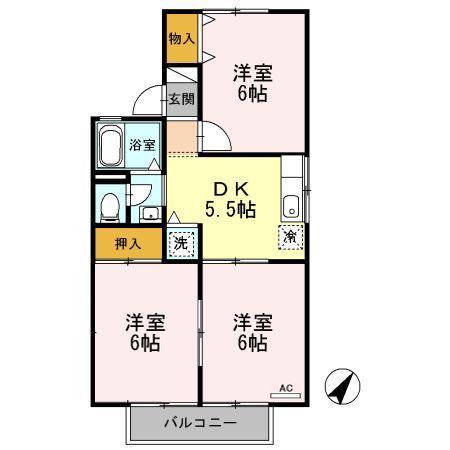 エーデルハイム A棟(3DK/2階)の間取り写真