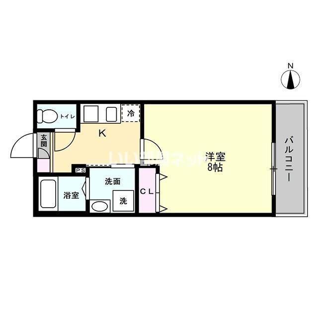 モノリス狭山ヶ丘(1K/1階)の間取り写真