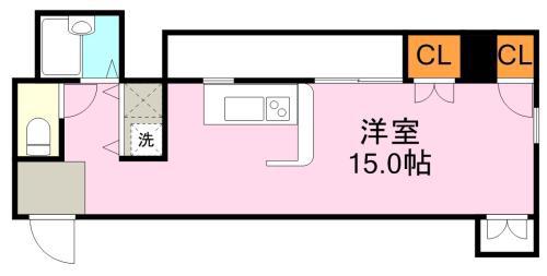 レズィダンスシャルルフロッケ山下町(ワンルーム/4階)の間取り写真