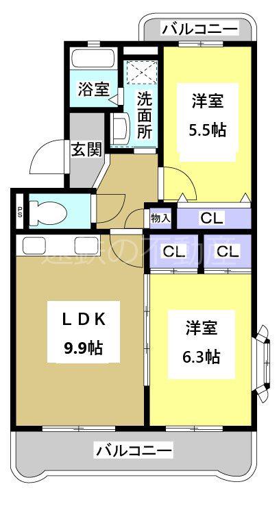 アンシャンテ(2LDK/3階)の間取り写真