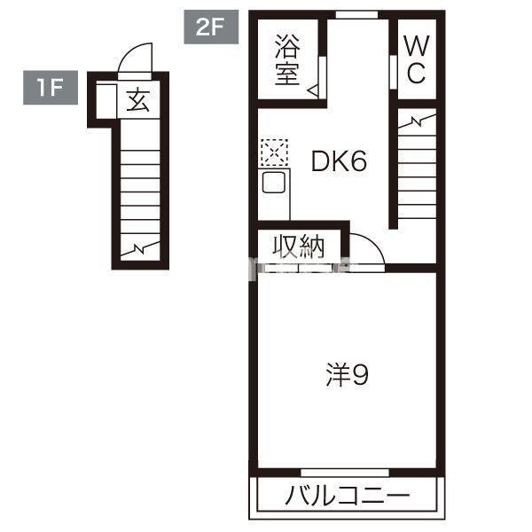 アリビオ(1DK/2階)の間取り写真