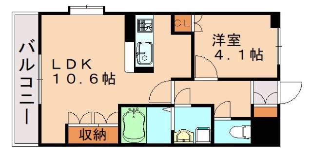 ウルノアパートメントハウス796(1LDK/2階)の間取り写真