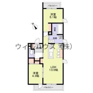 フォレスト上野芝(2LDK/2階)の間取り写真