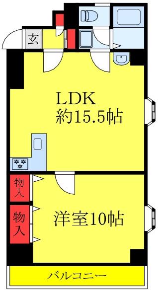 駒込大河原ビル(1LDK/6階)の間取り写真