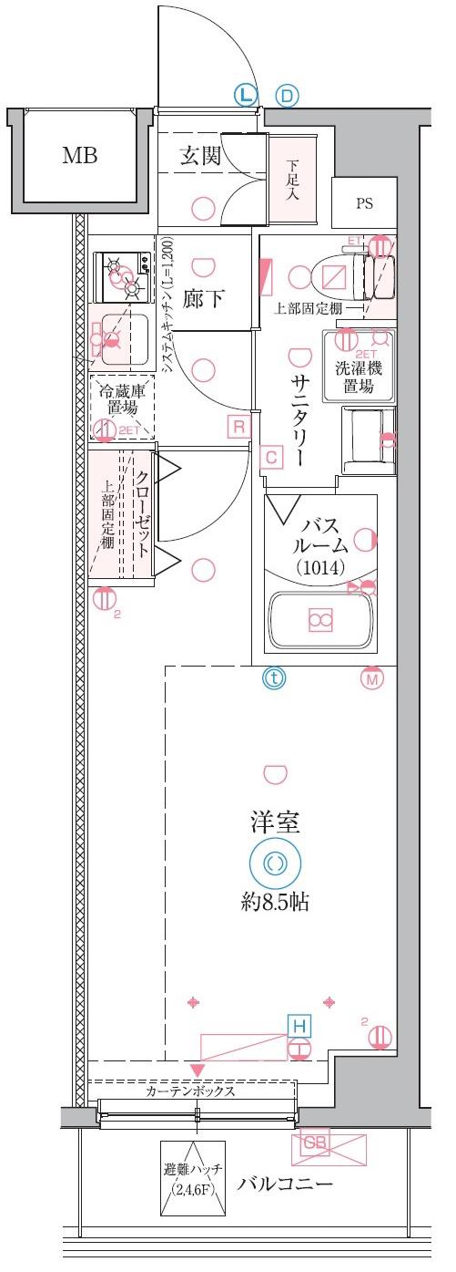 クレヴィスタ戸田(1K/1階)の間取り写真