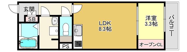 リブレメゾン淡路I(1LDK/3階)の間取り写真