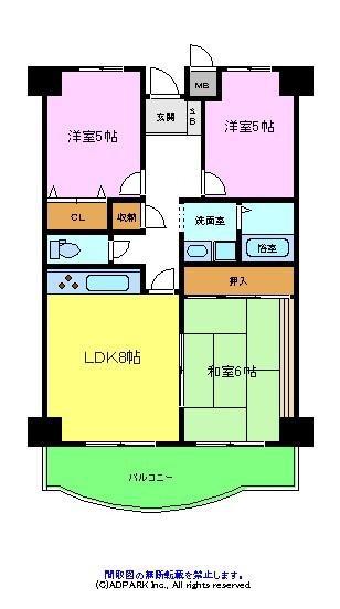 プレスト・コート 弐番館(3DK/11階)の間取り写真