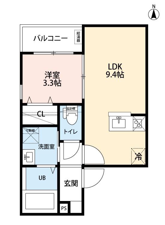 アロウ内浜町(1LDK/1階)の間取り写真