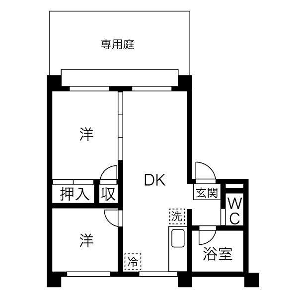 星ヶ丘プラザ(2DK/1階)の間取り写真