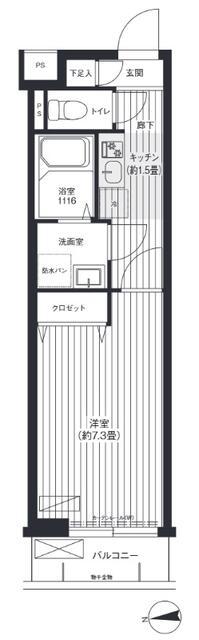 レッドウィング(1K/2階)の間取り写真