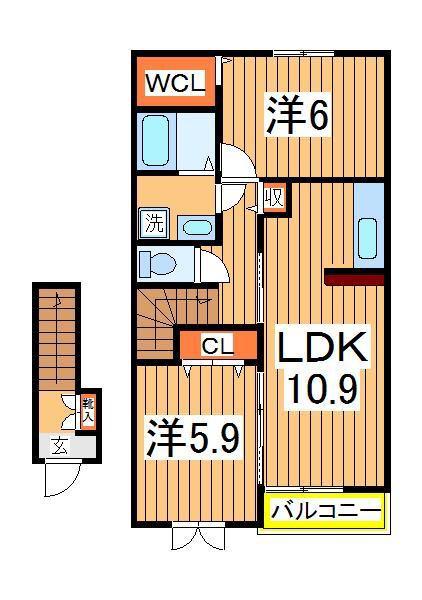 フレシールⅡ(2LDK/2階)の間取り写真