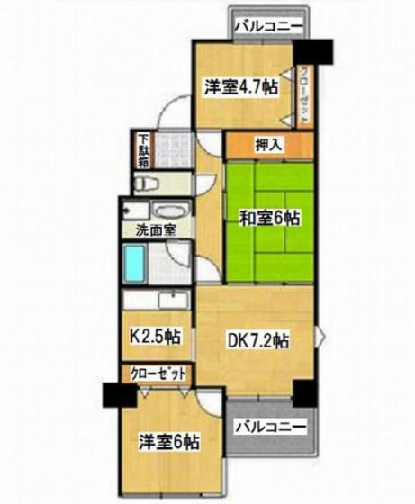 シャルマン千田町(3DK/15階)の間取り写真