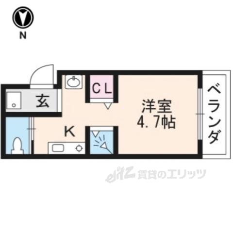 ヴィラタテハラ(ワンルーム/4階)の間取り写真