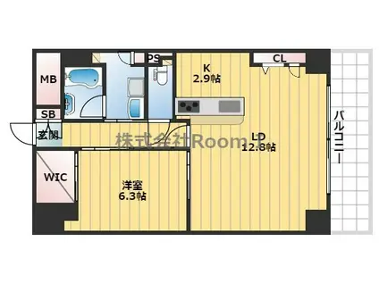 グランルージュ谷町六丁目(1LDK/5階)の間取り写真