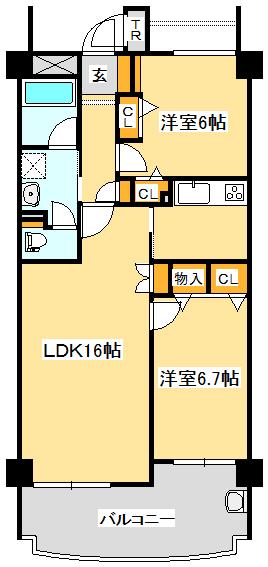 トゥールモンド(2LDK/4階)の間取り写真