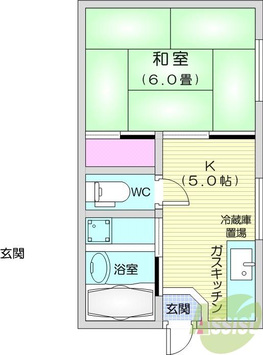 川原ビル(1DK/4階)の間取り写真
