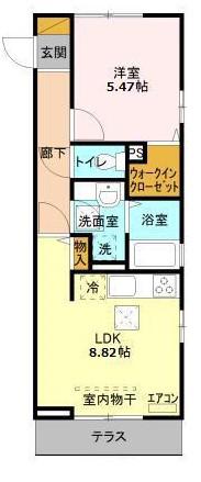 エスポワール(1LDK/1階)の間取り写真