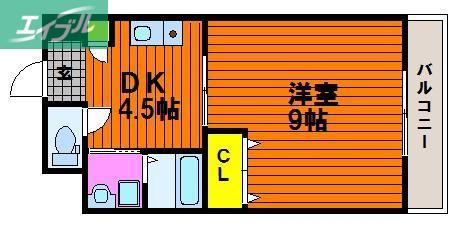 コザックス(1DK/4階)の間取り写真