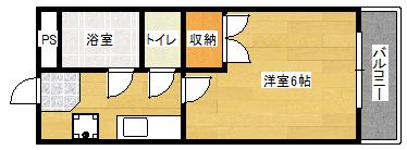 スカイシティ川内(ワンルーム/5階)の間取り写真