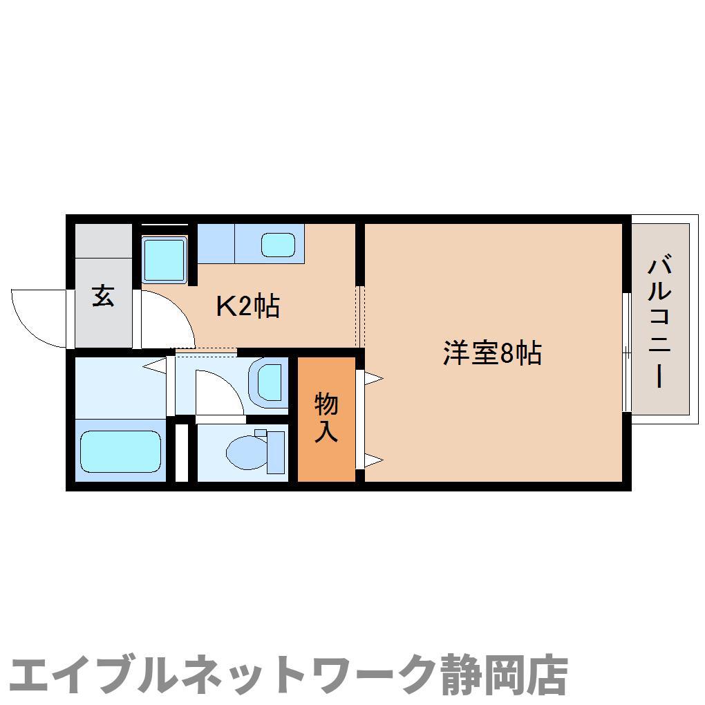 クレール静岡 B(1K/1階)の間取り写真