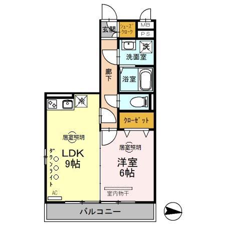 パシ・アージュパルコ(1LDK/2階)の間取り写真