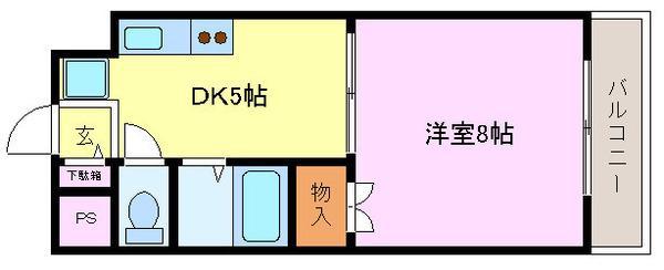レジデンスパート4(1DK/1階)の間取り写真