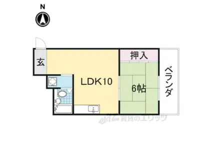 香里ロイヤルプラザ(1LDK/6階)の間取り写真