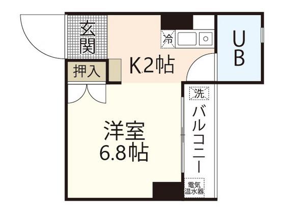 出汐Uビル(ワンルーム/5階)の間取り写真
