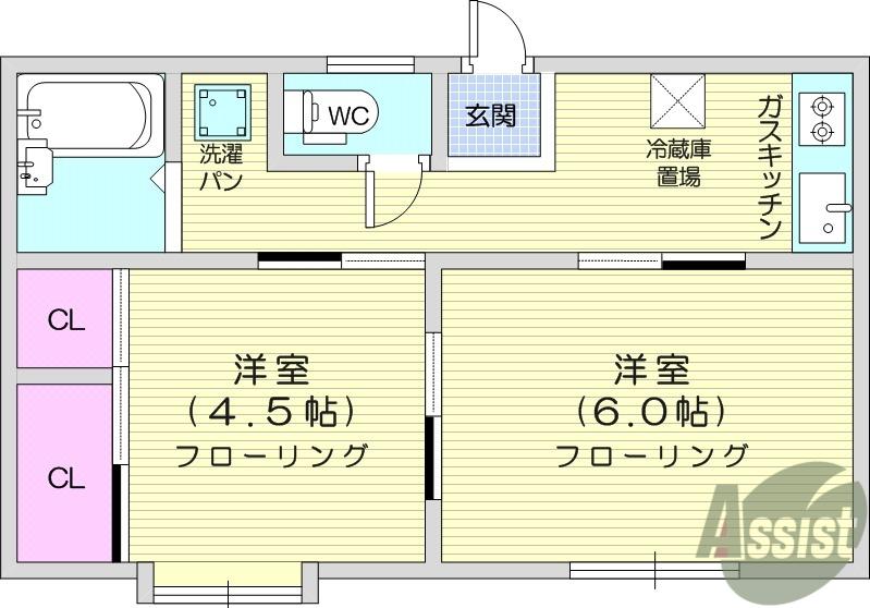 メゾン1410(2DK/1階)の間取り写真