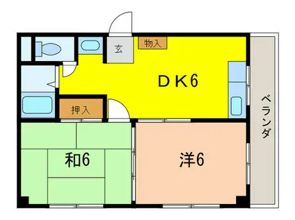 アクティハイツ(2DK/2階)の間取り写真