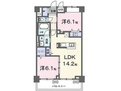 エルドール(2LDK/3階)の間取り写真