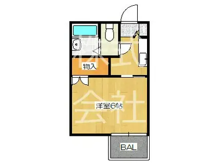 ハイツ大峰(1K/2階)の間取り写真