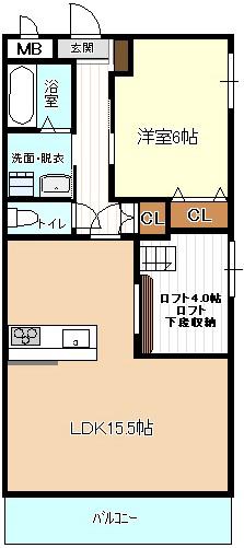 ミヨシハイツ(1SLDK/2階)の間取り写真