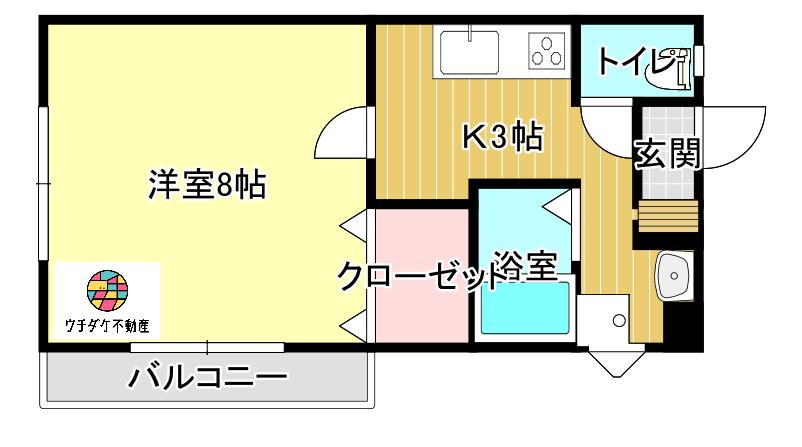 エスポワール木元(1K/4階)の間取り写真