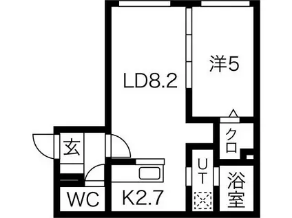 パインハート中の島(1LDK/1階)の間取り写真