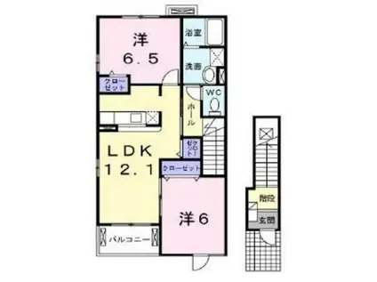 ベル・アム-ルA(2LDK/2階)の間取り写真