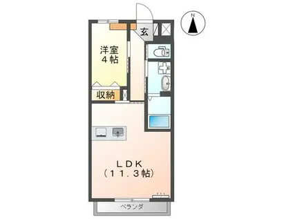 フローラルハイツ飛田(1LDK/1階)の間取り写真