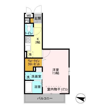 ソラシエスタ II(1K/3階)の間取り写真