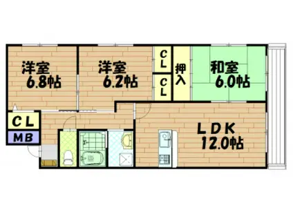 ローズマリー(3LDK/3階)の間取り写真