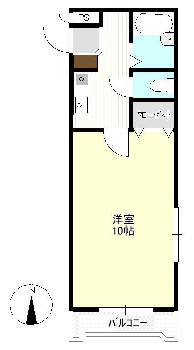 ウエストヒルズ野田A(1K/2階)の間取り写真