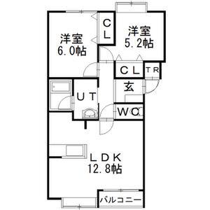 クリスタルリバー壱番館(2LDK/2階)の間取り写真