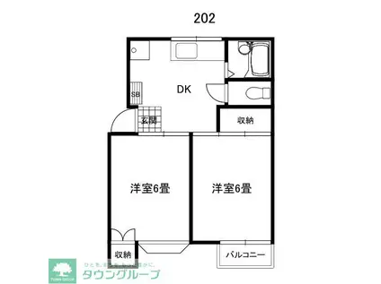 リクライムハイツ(2DK/2階)の間取り写真